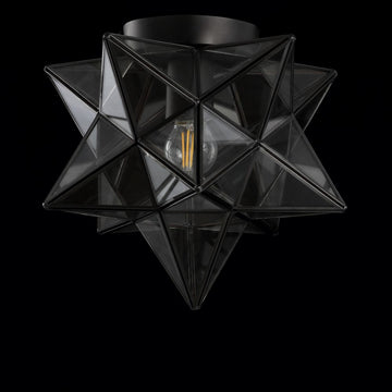 Stella 12" Moravian Star Metal/Clear Glass LED Flush Mount - JONATHAN Y